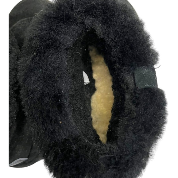 Bearpaw Abby Suede Ankle Bootie with Sheepskin Collar Black Size 9 - Picture 7 of 9